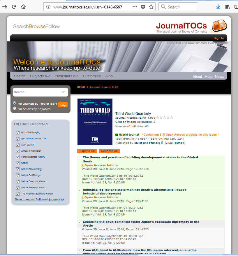 Example of using the RSS cc:license tag to identify OA articles published in a hybrid journal 