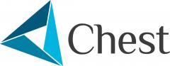 Chest logo - a blue triangle and the word Chest