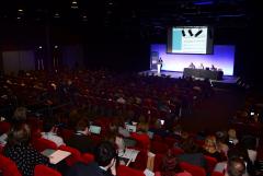 A picture of the packed auditorium in Telford